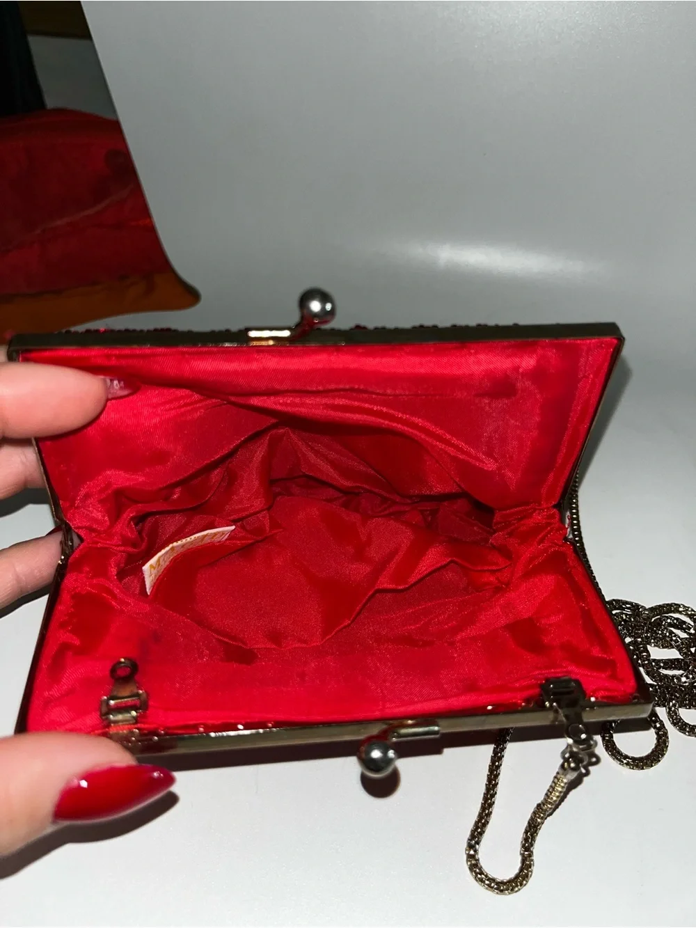 Vintage Magic Red Beaded Evening Clutch